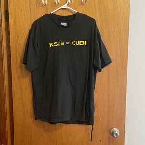 Ksubi Charcoal Tee with Vibrant Yellow Text